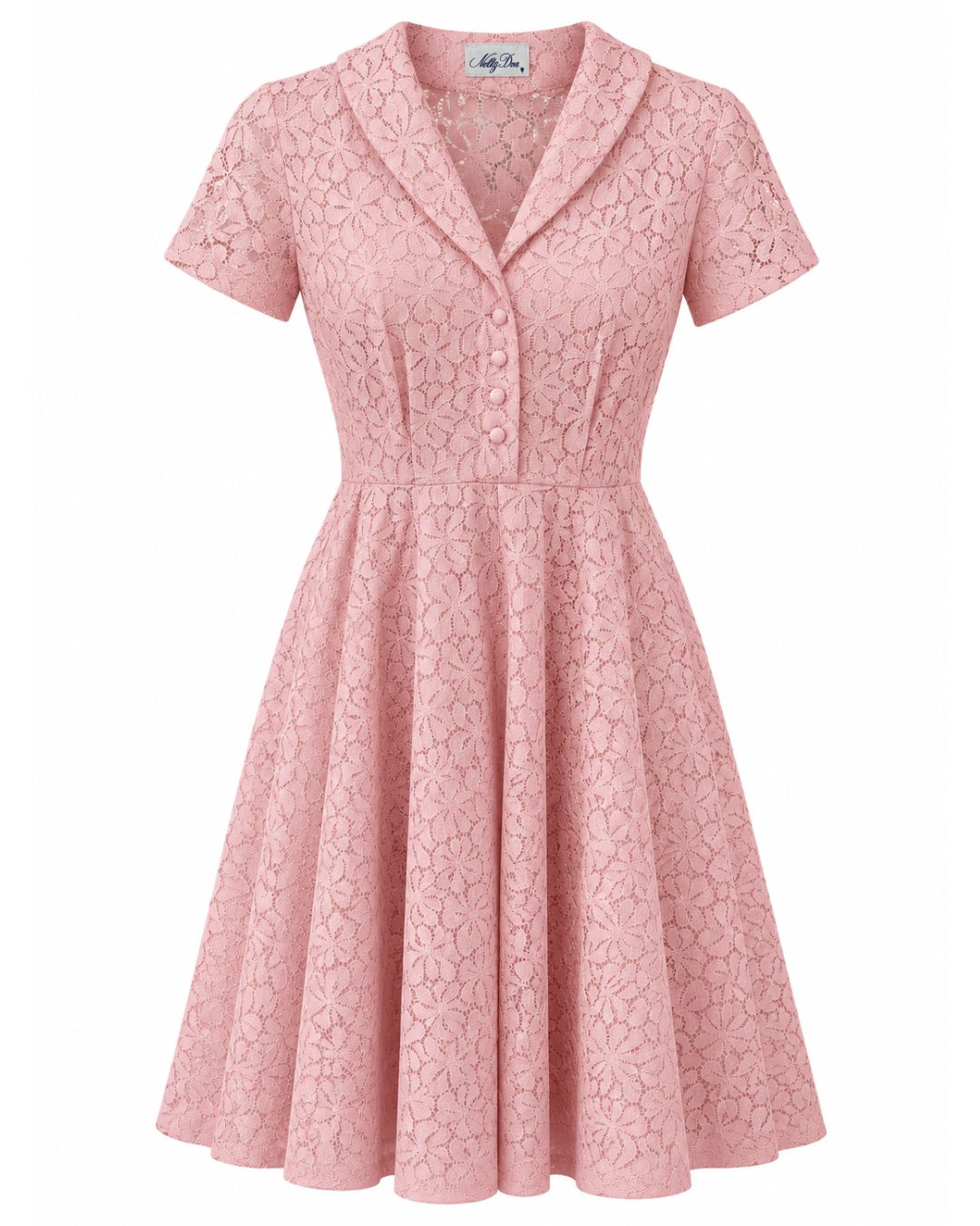 1950s Nelly Don Pink Lace A-Line Midi Dress Set