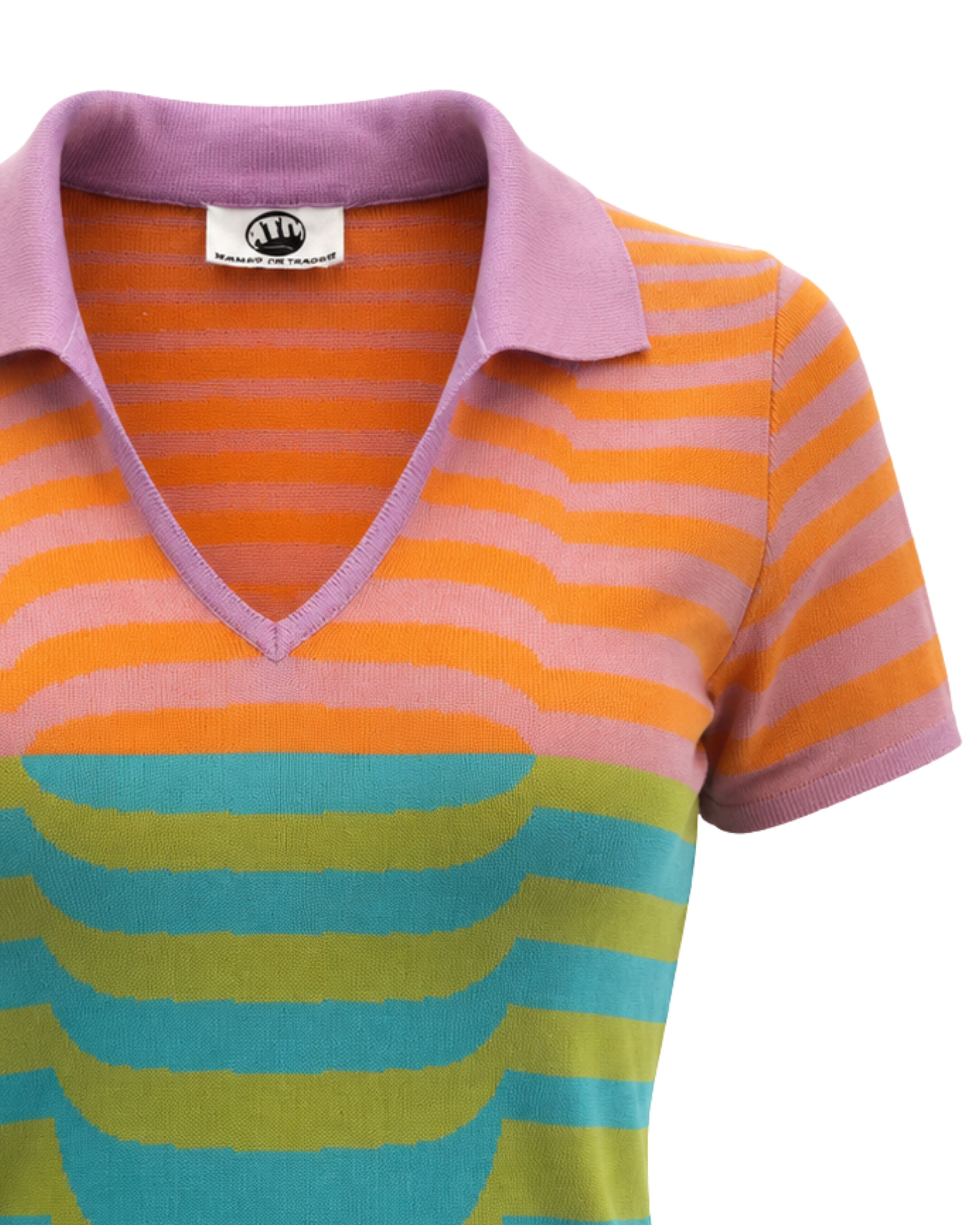 2000s Mugler Trademark Striped Knit Polo