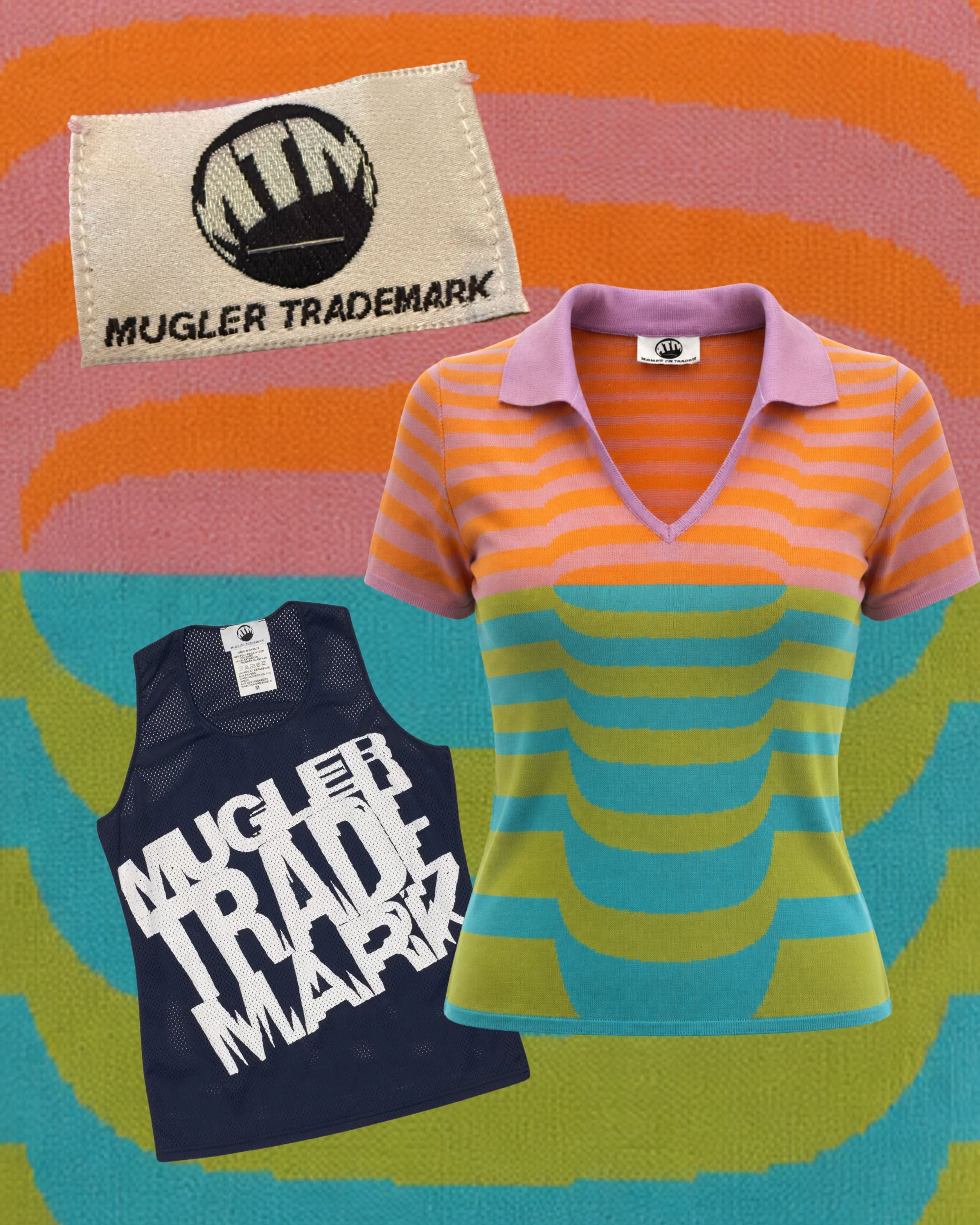 2000s Mugler Trademark Striped Knit Polo