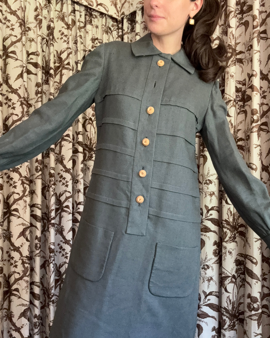 1960/70s Geoffrey Beene Grey Long Sleeve Dress