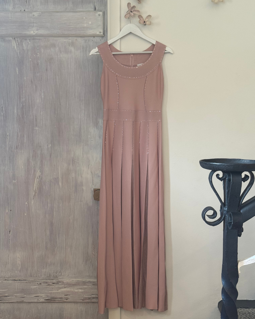 Fall 2025 St. John Pink Knit Maxi Dress