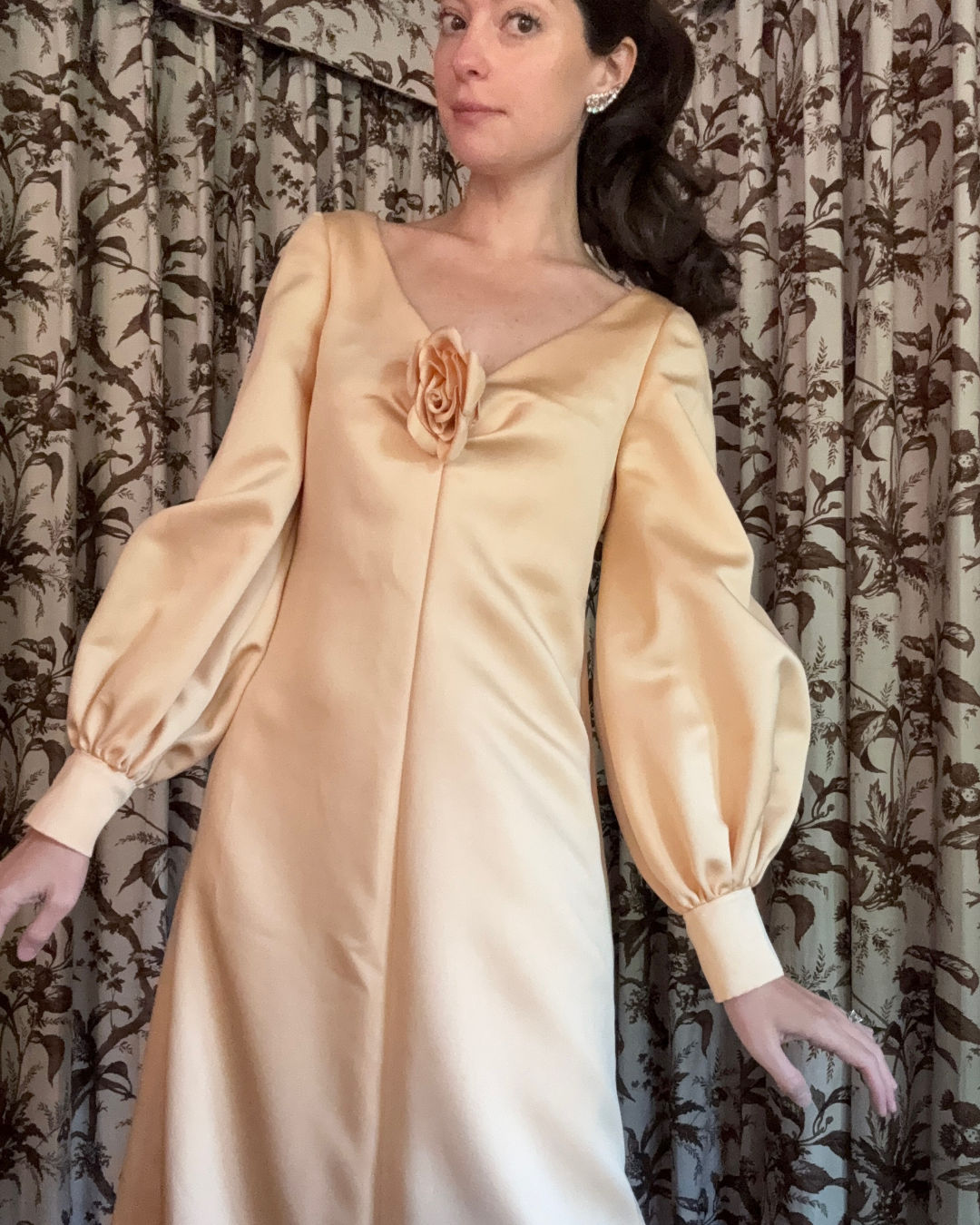 1970s Geoffrey Beene Pale Yellow Gown