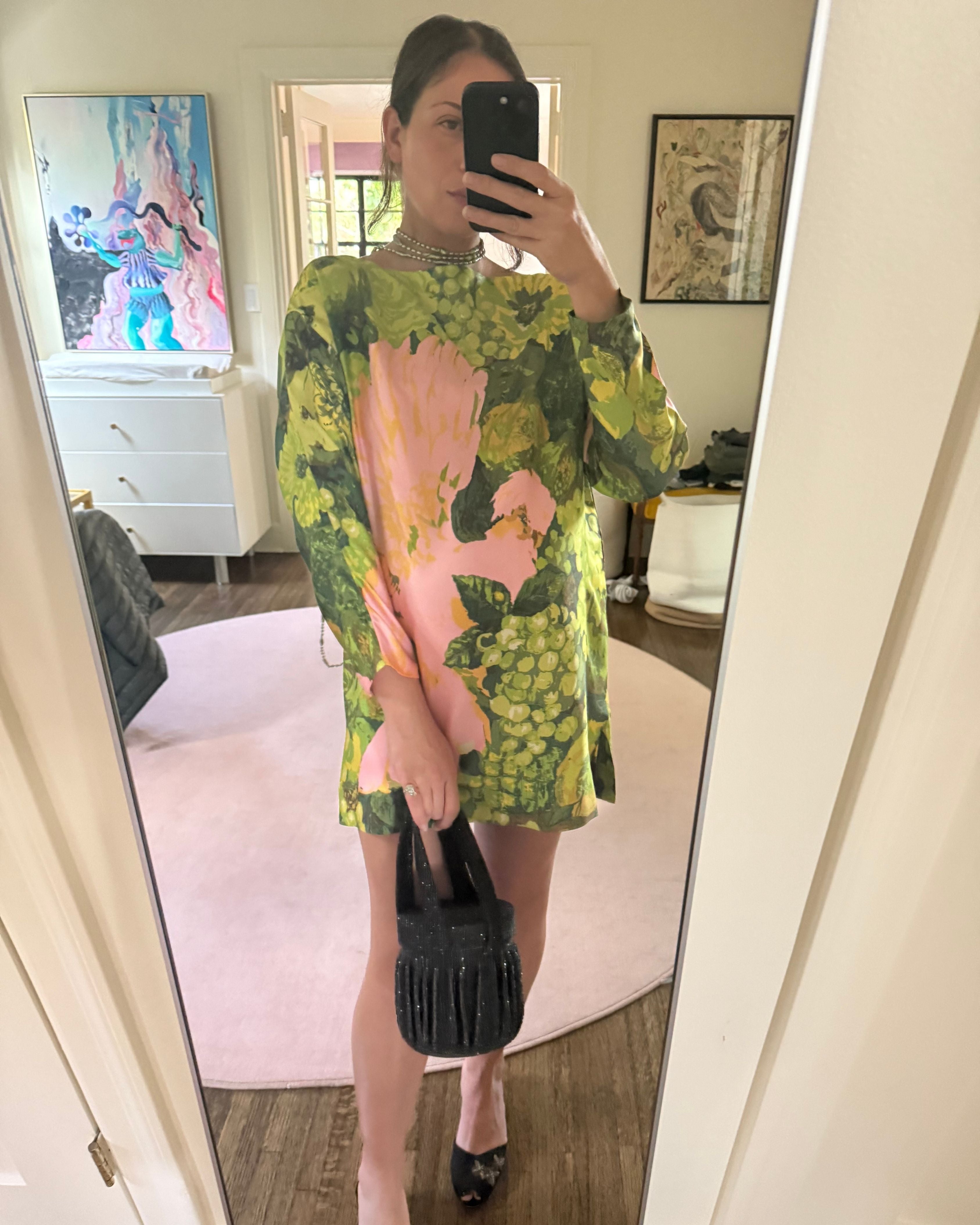 1960s Falconetto Grape Print Mini Dress