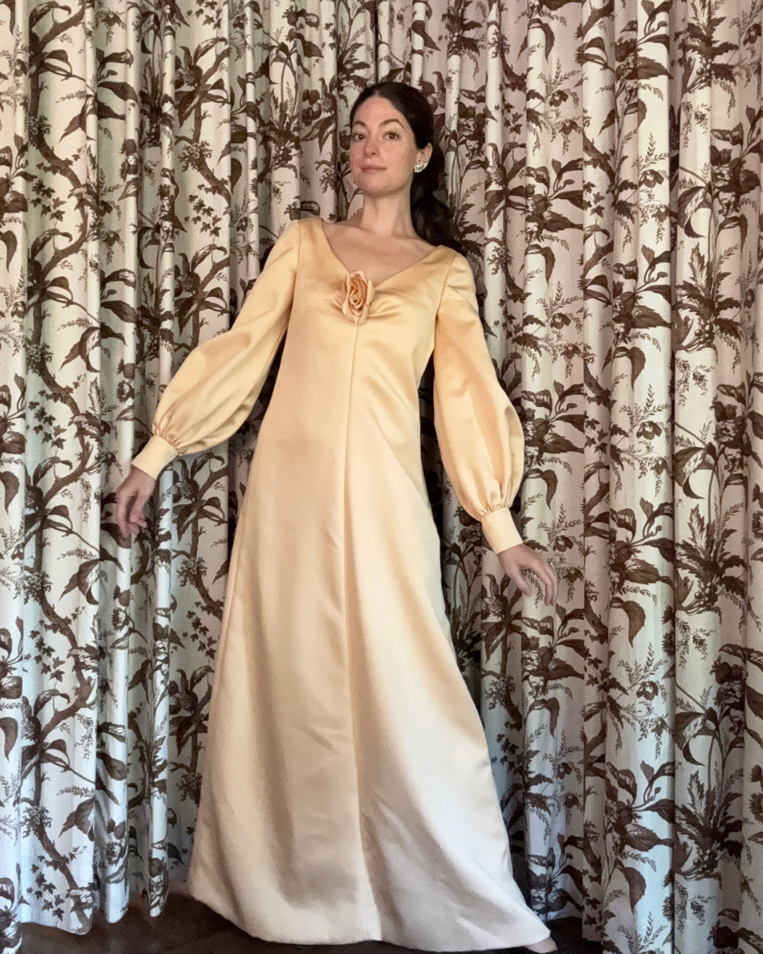 1970s Geoffrey Beene Pale Yellow Gown