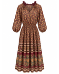1970s Burgundy Floral Dress