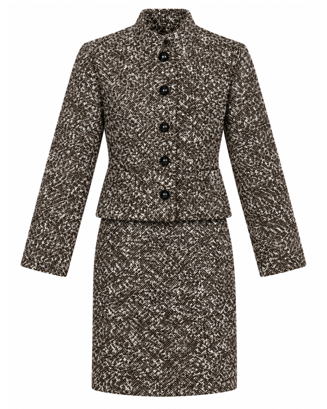 1950s Janet Sloane Brown and White Tweed Suit Set