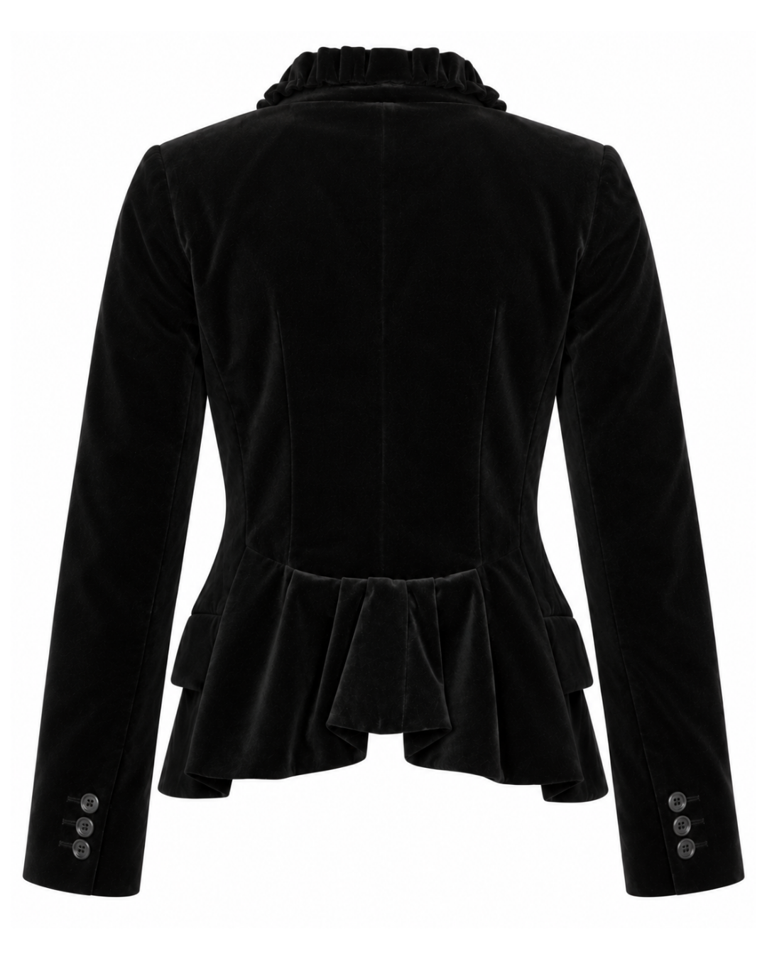 Nicole Farhi Black Velvet Ruffle Trim Blazer