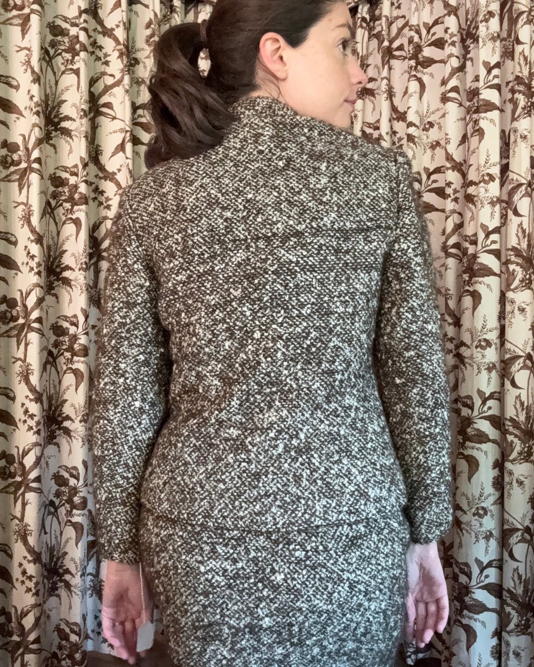 1950s Janet Sloane Brown and White Tweed Suit Set