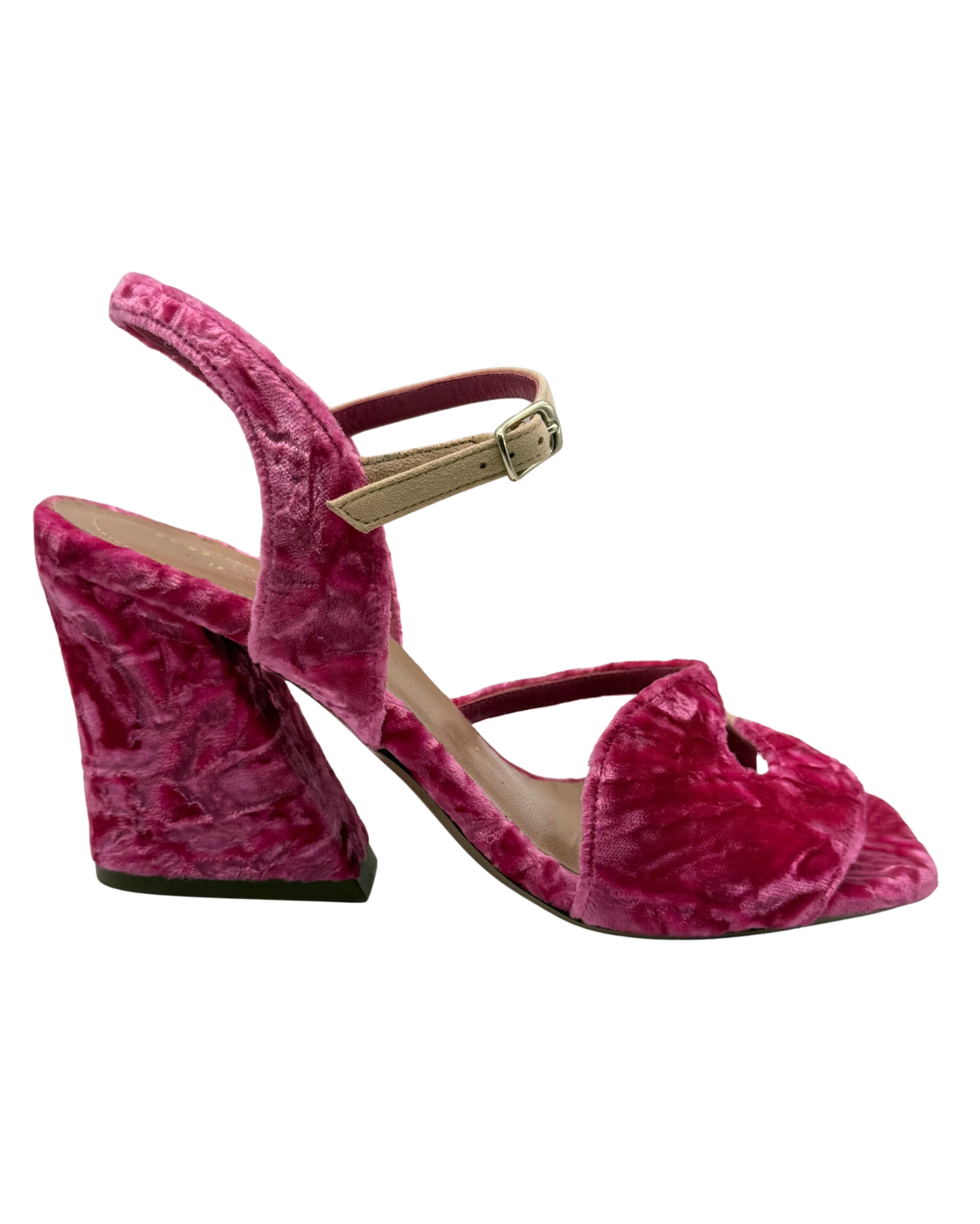 2020s Dries Van Noten Pink Velvet Sandals