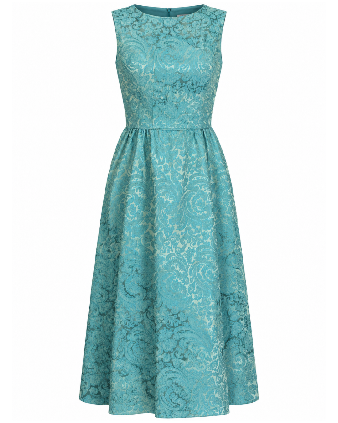 1960s Teal Paisley Brocade Maxi Dress