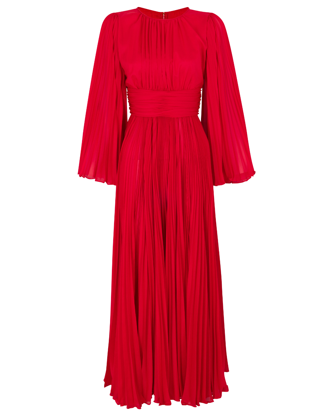 2020s Dolce & Gabbana Red Long Sleeve Pleated Maxi Dress