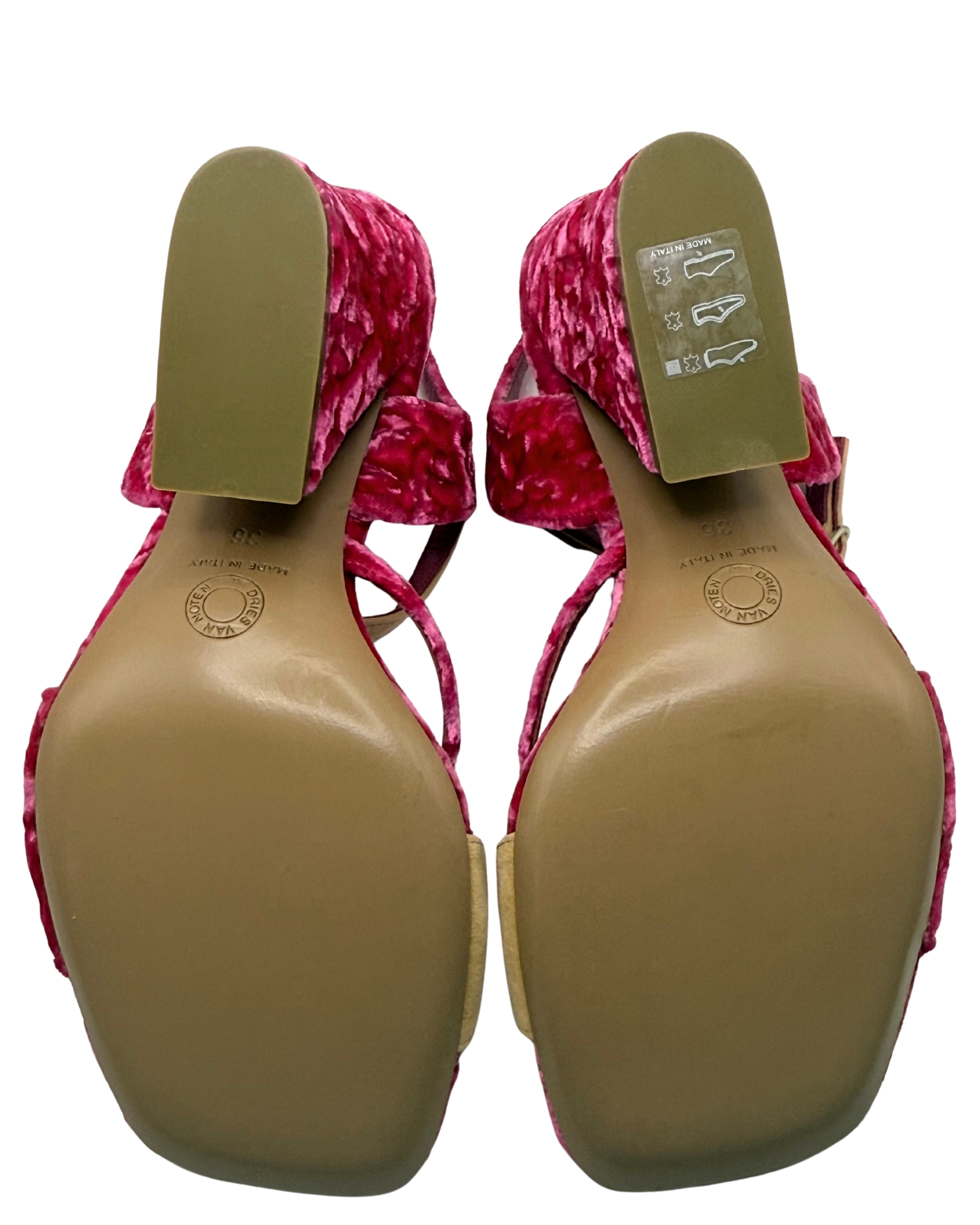 2020s Dries Van Noten Pink Velvet Sandals