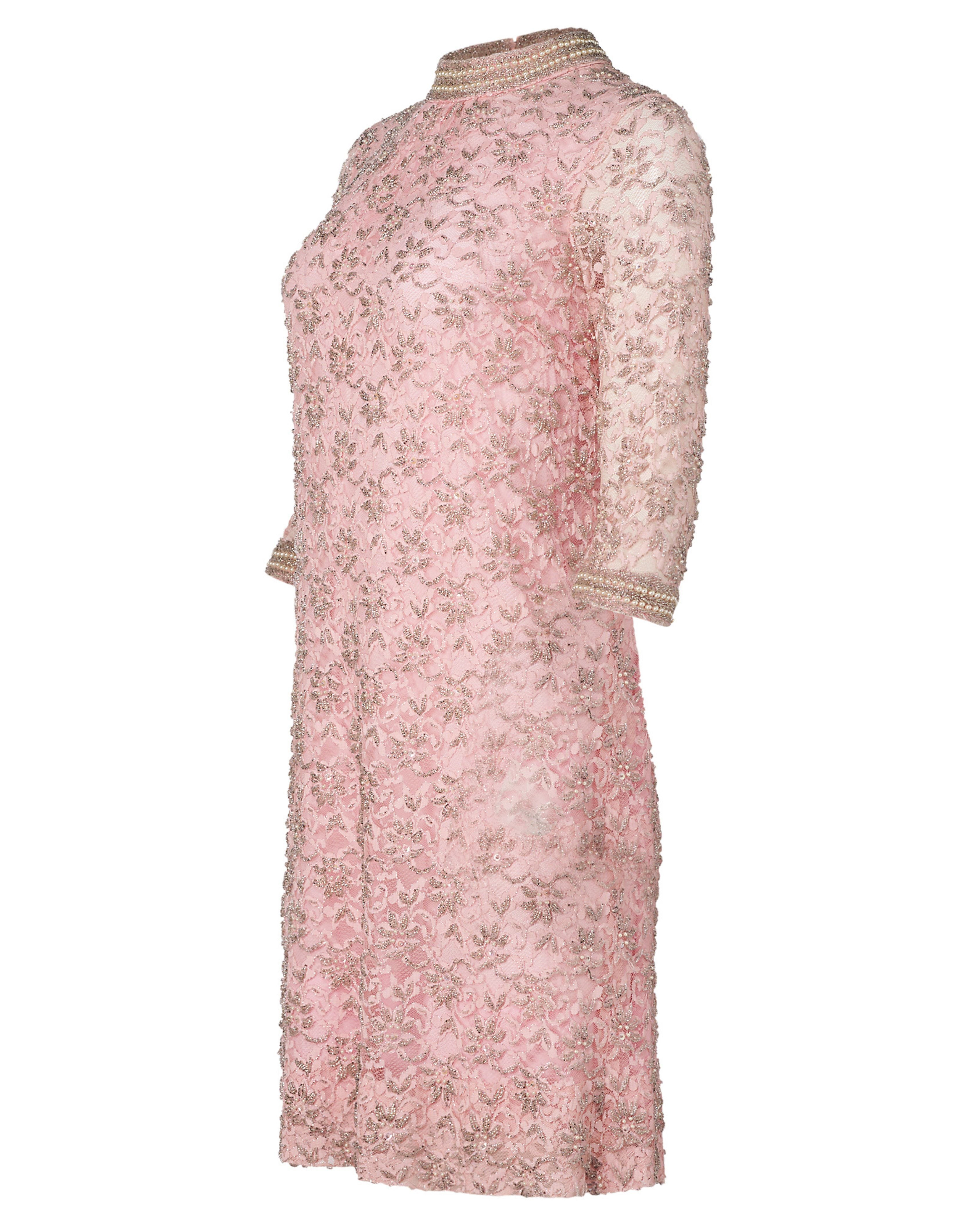 1960s Regalia Imports Pink Beaded Dress