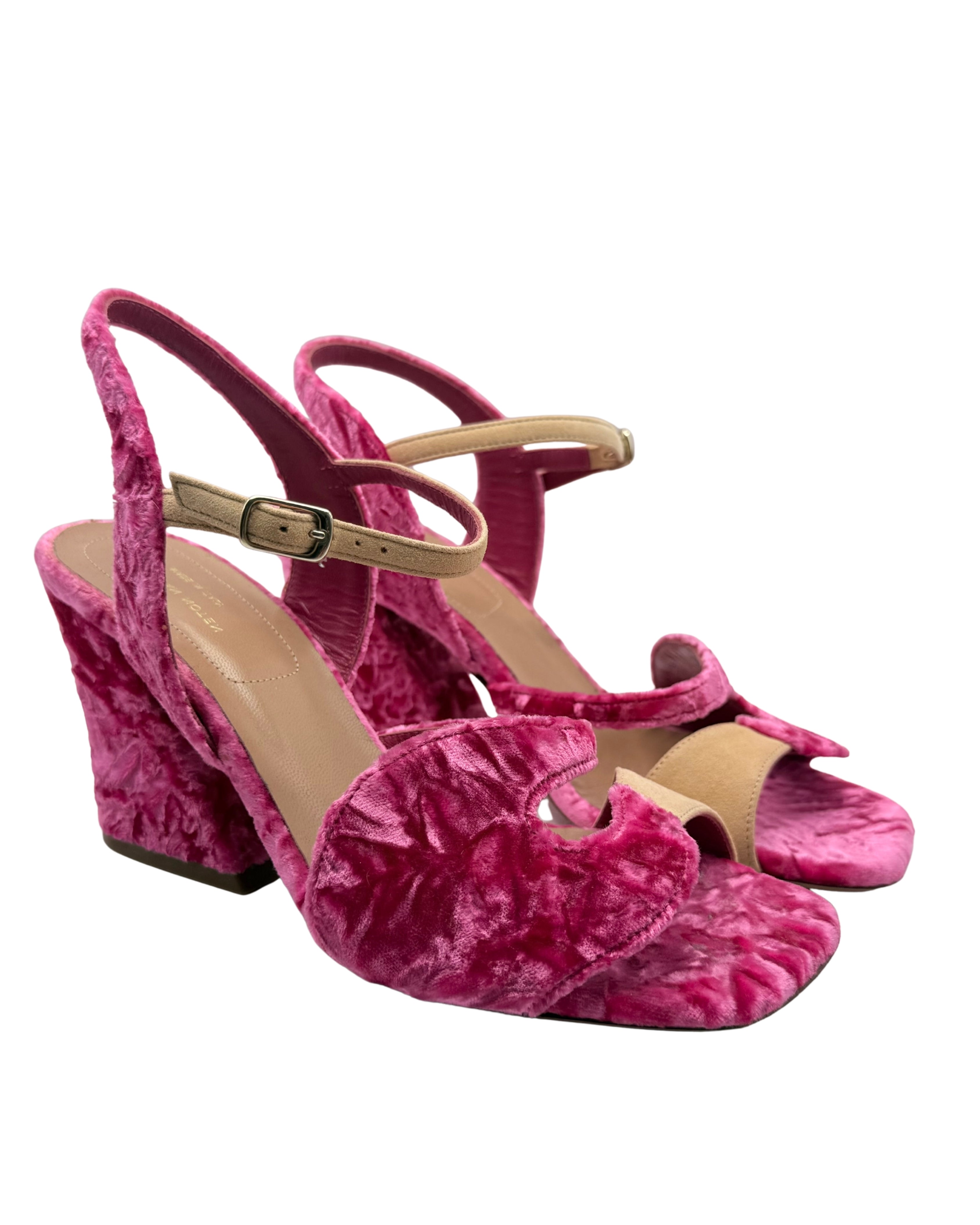 2020s Dries Van Noten Pink Velvet Sandals