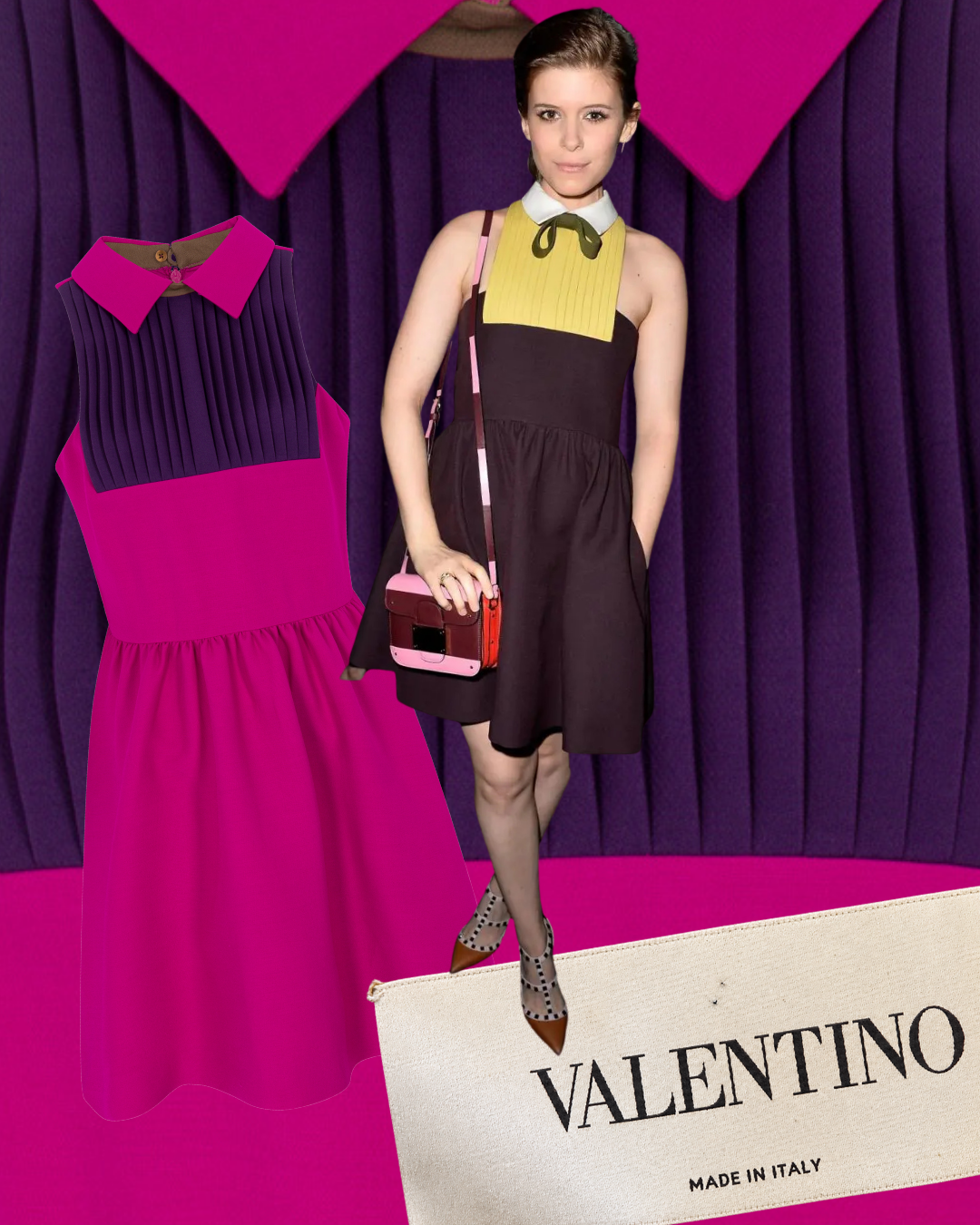 2010s Valentino Magenta and Purple Mini Dress