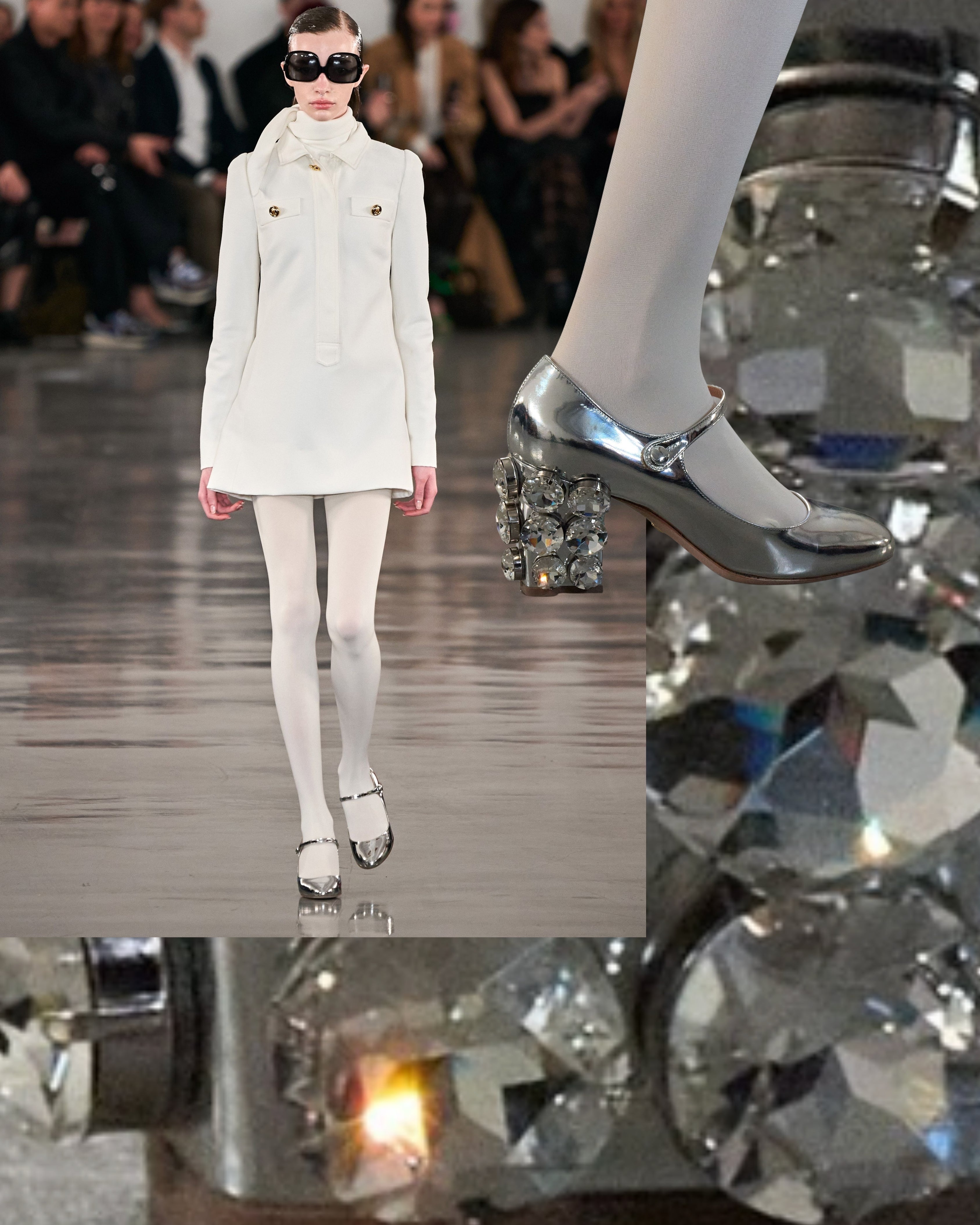 Giambattista Valli Paris Metallic Silver Chunky Mary Jane Heels