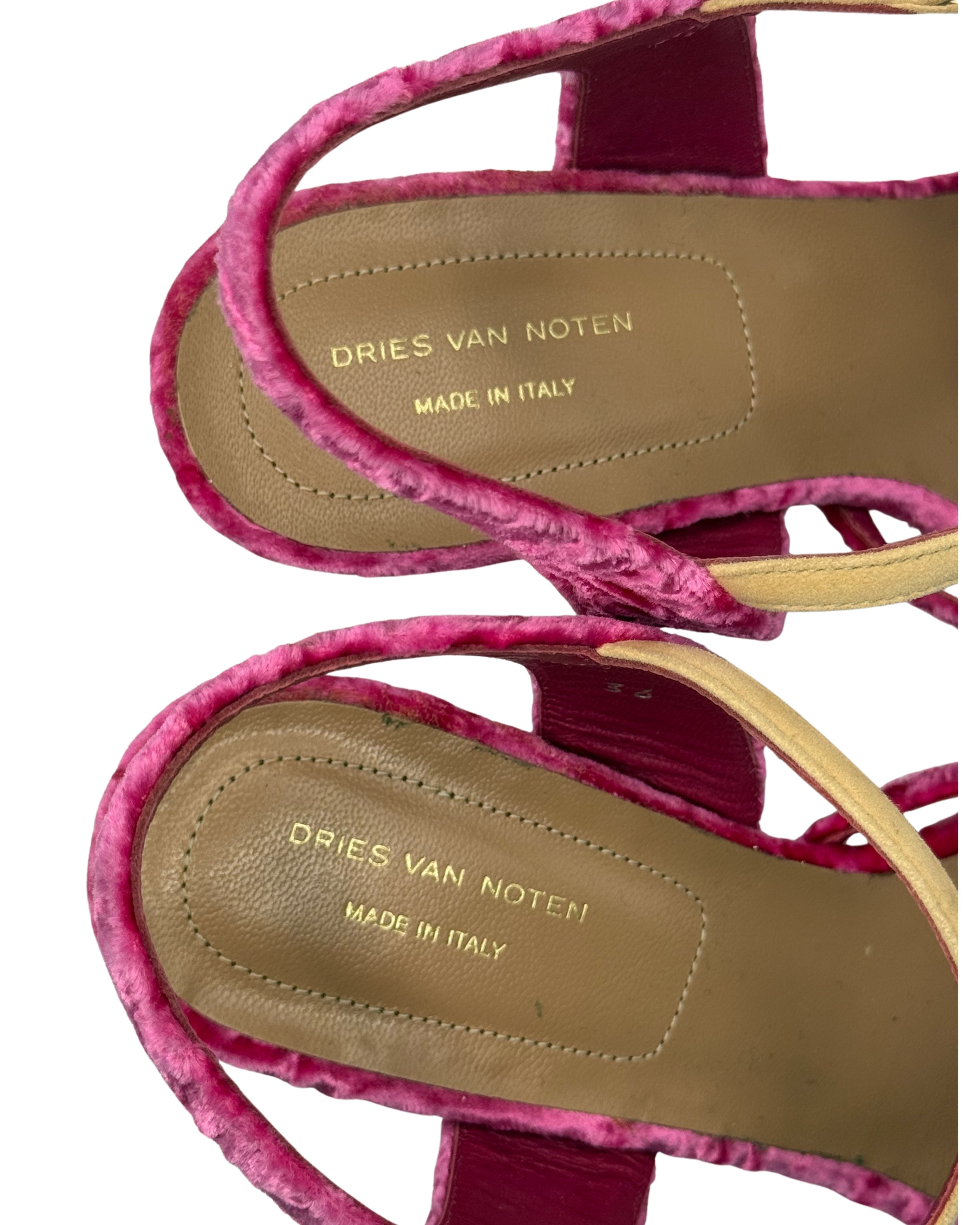 2020s Dries Van Noten Pink Velvet Sandals