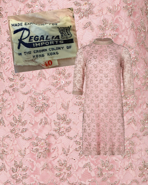1960s Regalia Imports Pink Beaded Dress