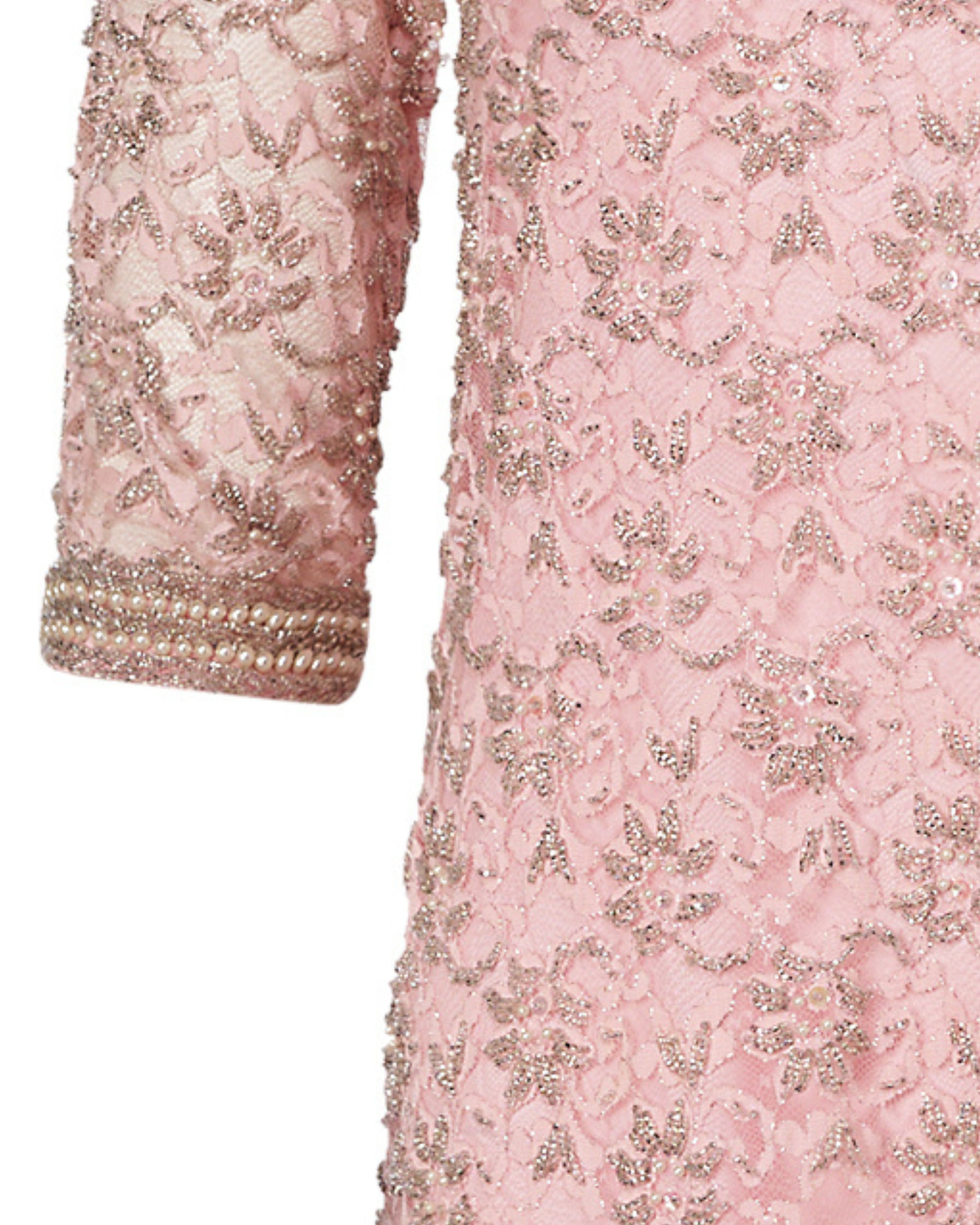 1960s Regalia Imports Pink Beaded Dress