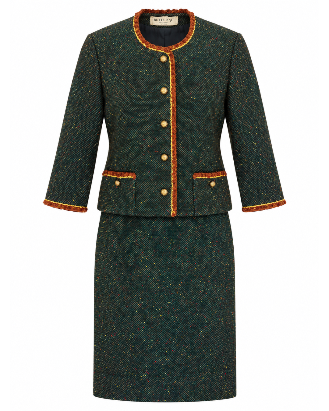 1950s/1960s Butte Knit Wool Green Suit Set