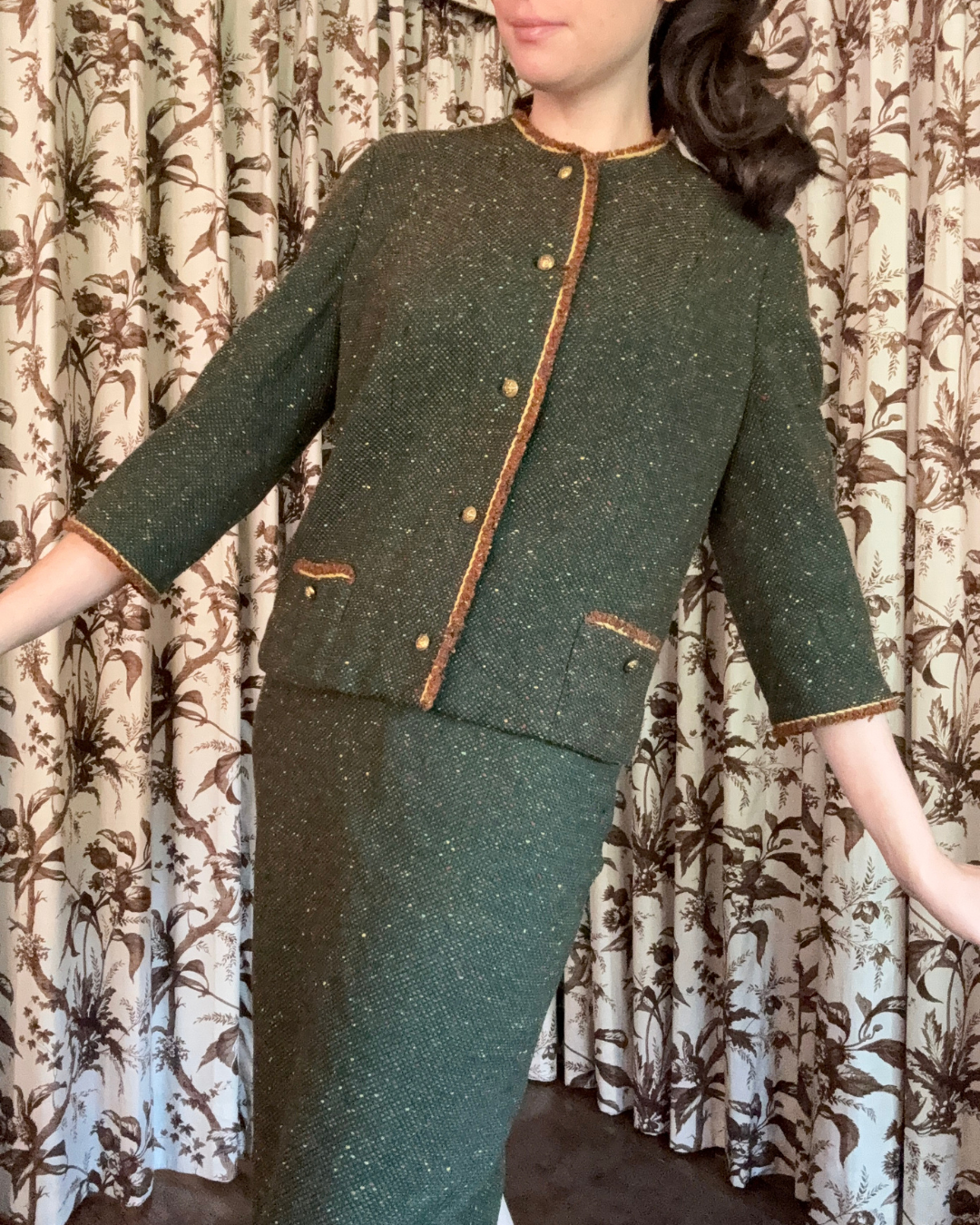 1950s/1960s Butte Knit Wool Green Suit Set