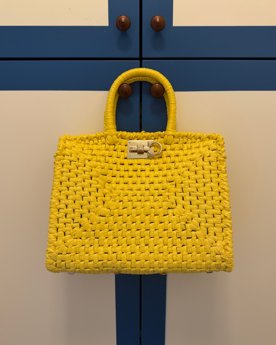 2022 Ferragamo Yellow Studio Box Bag