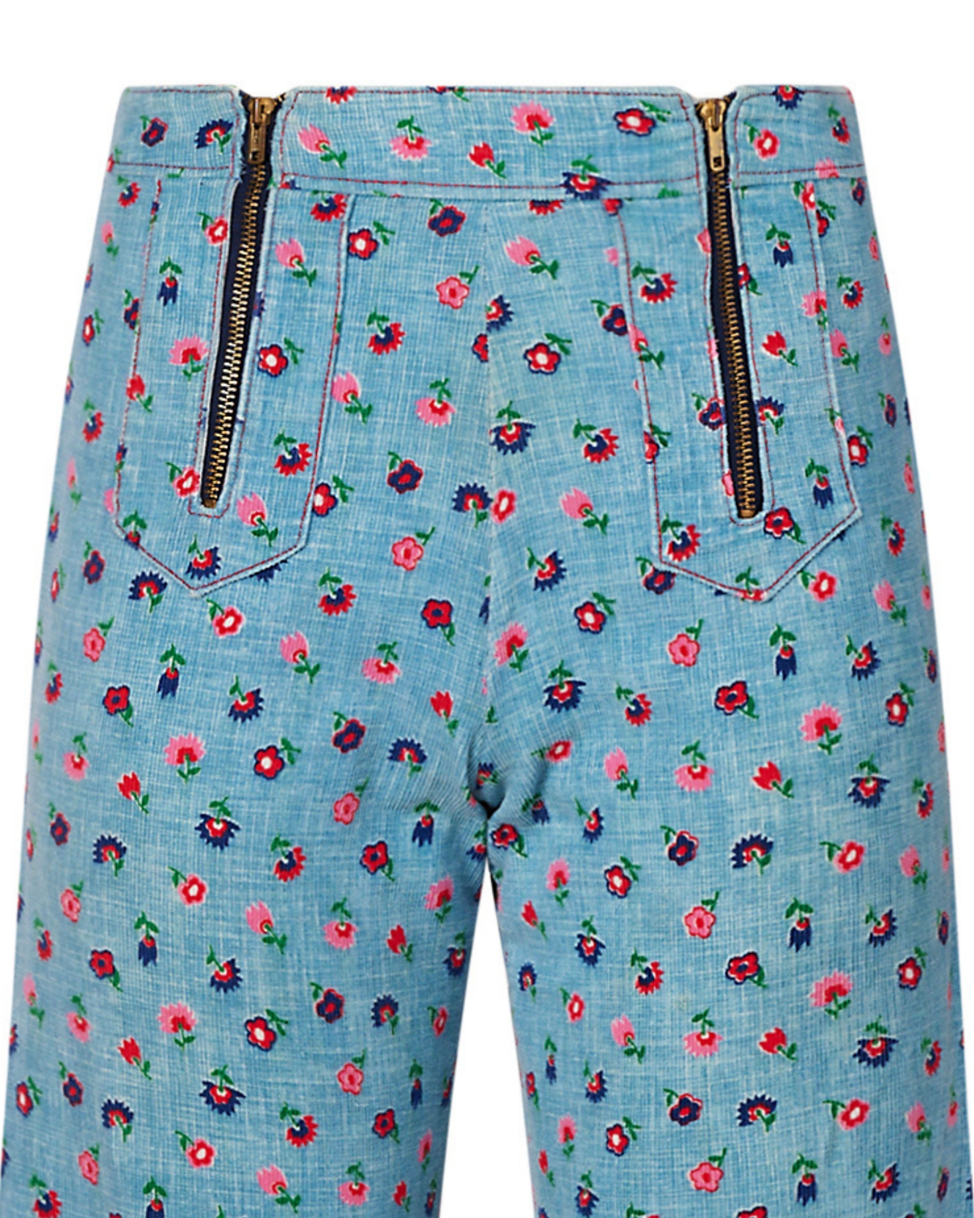 Late 20th-Century Floral Corduroy Pants