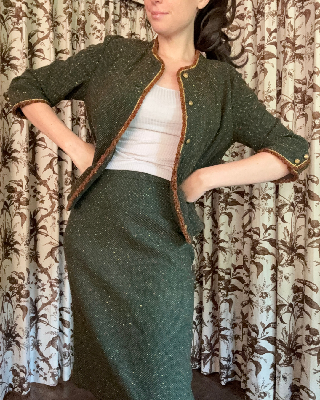 1950s/1960s Butte Knit Wool Green Suit Set