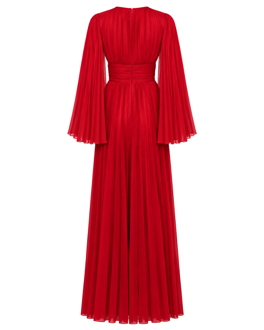 2020s Dolce & Gabbana Red Long Sleeve Pleated Maxi Dress