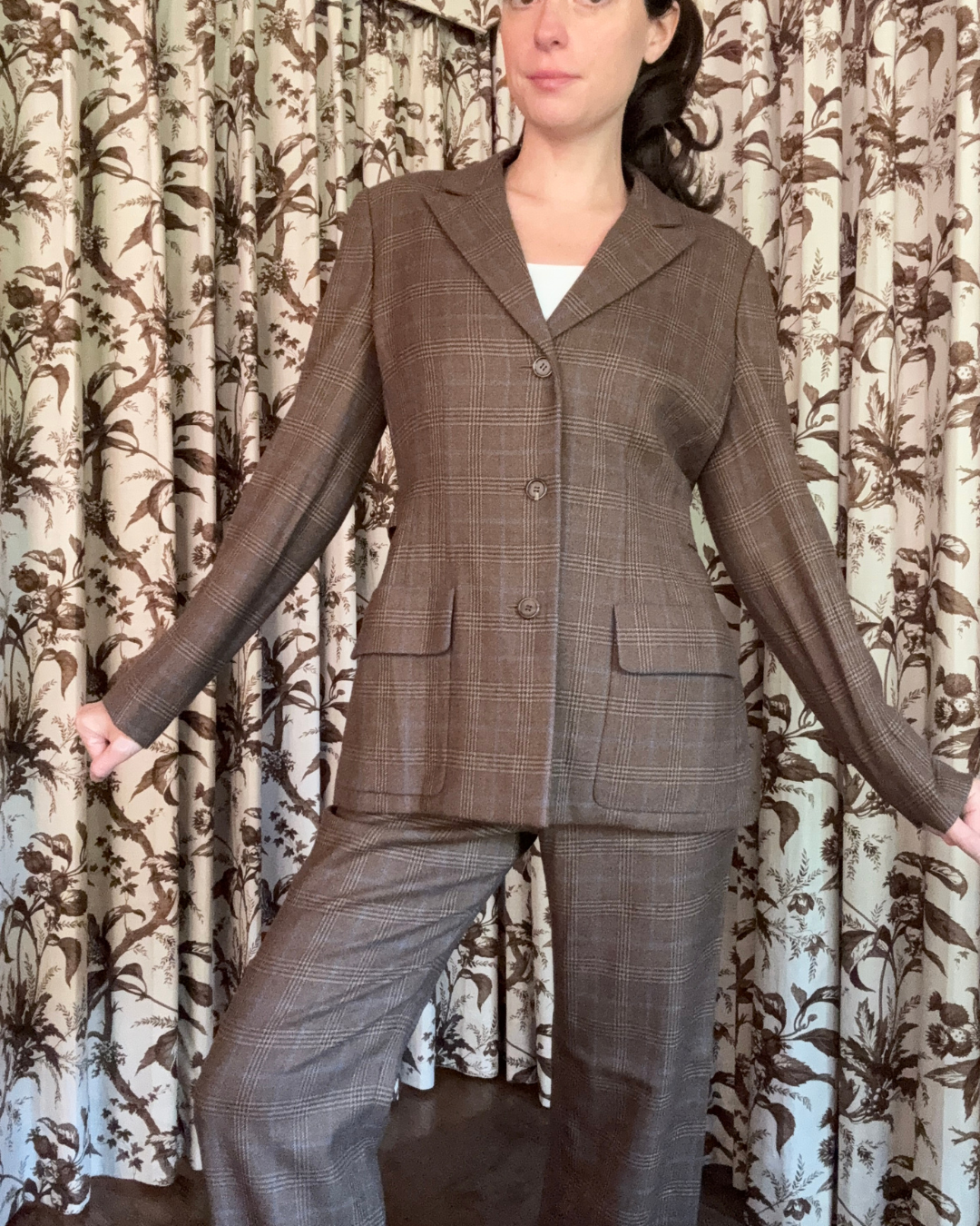 1970s/80s Bill Blass Brown Plaid Suit Set