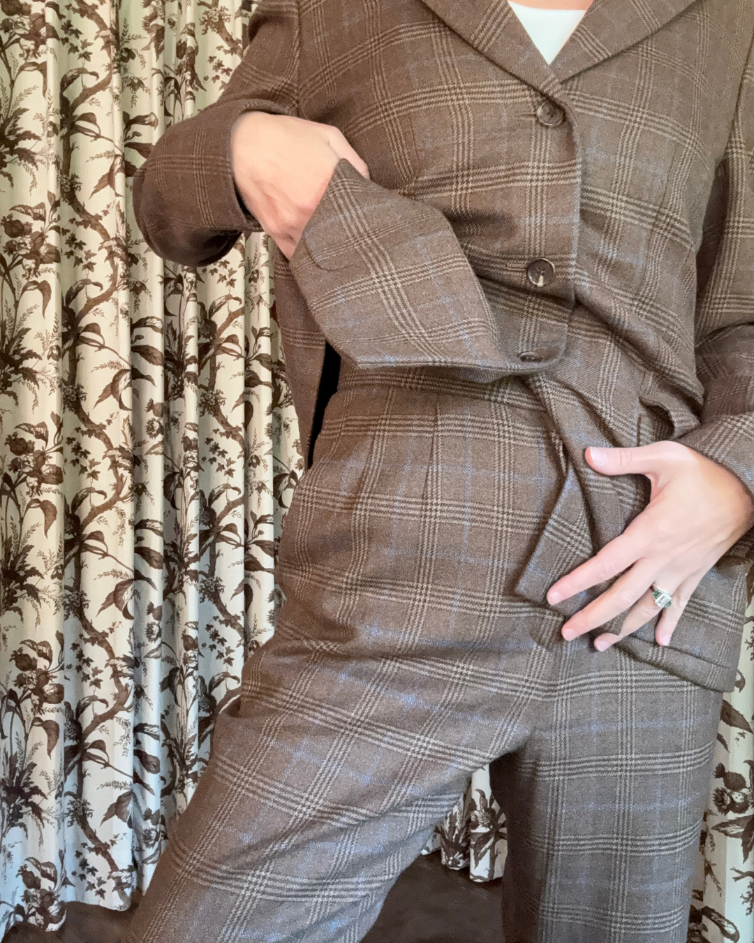 1970s/80s Bill Blass Brown Plaid Suit Set