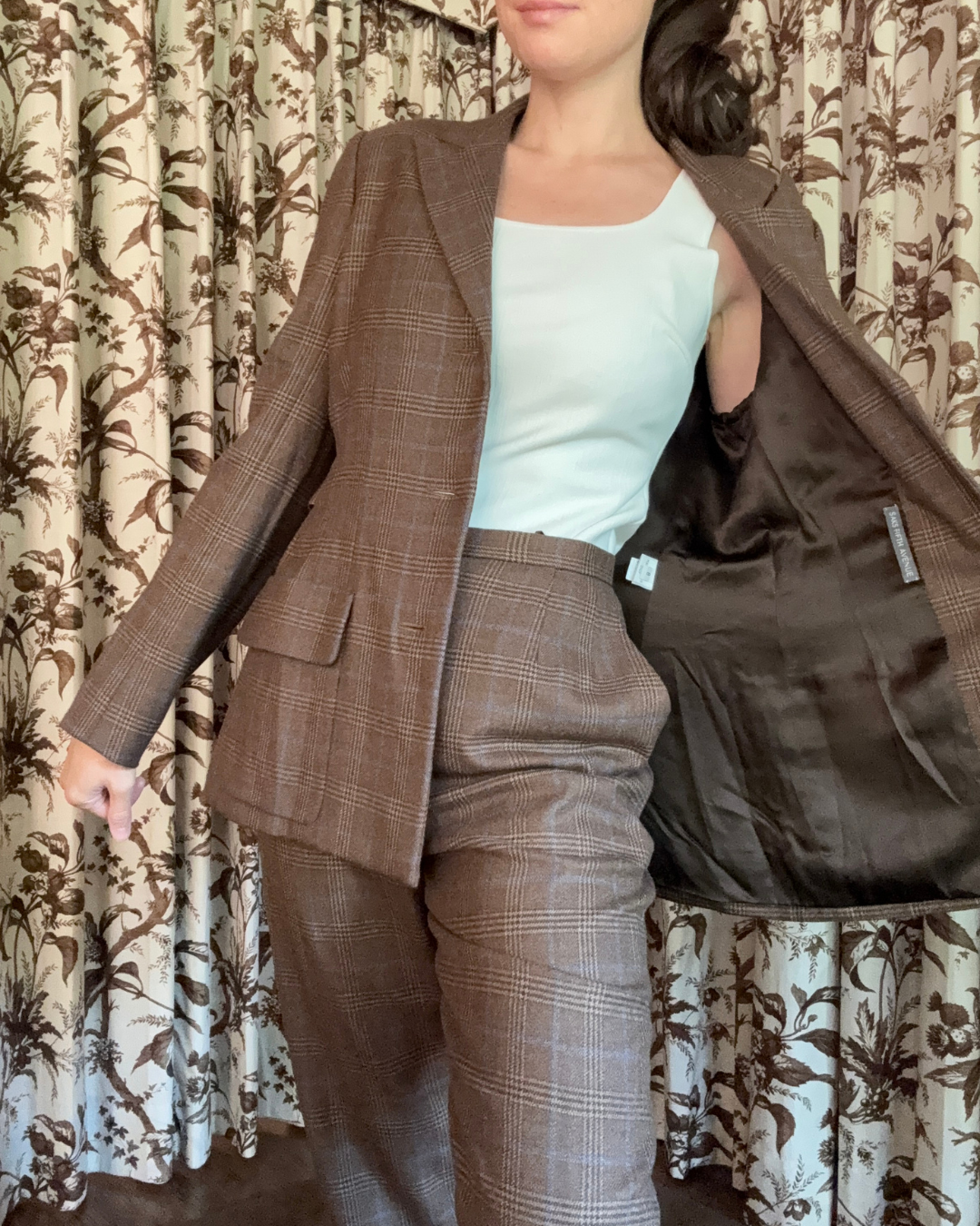 1970s/80s Bill Blass Brown Plaid Suit Set