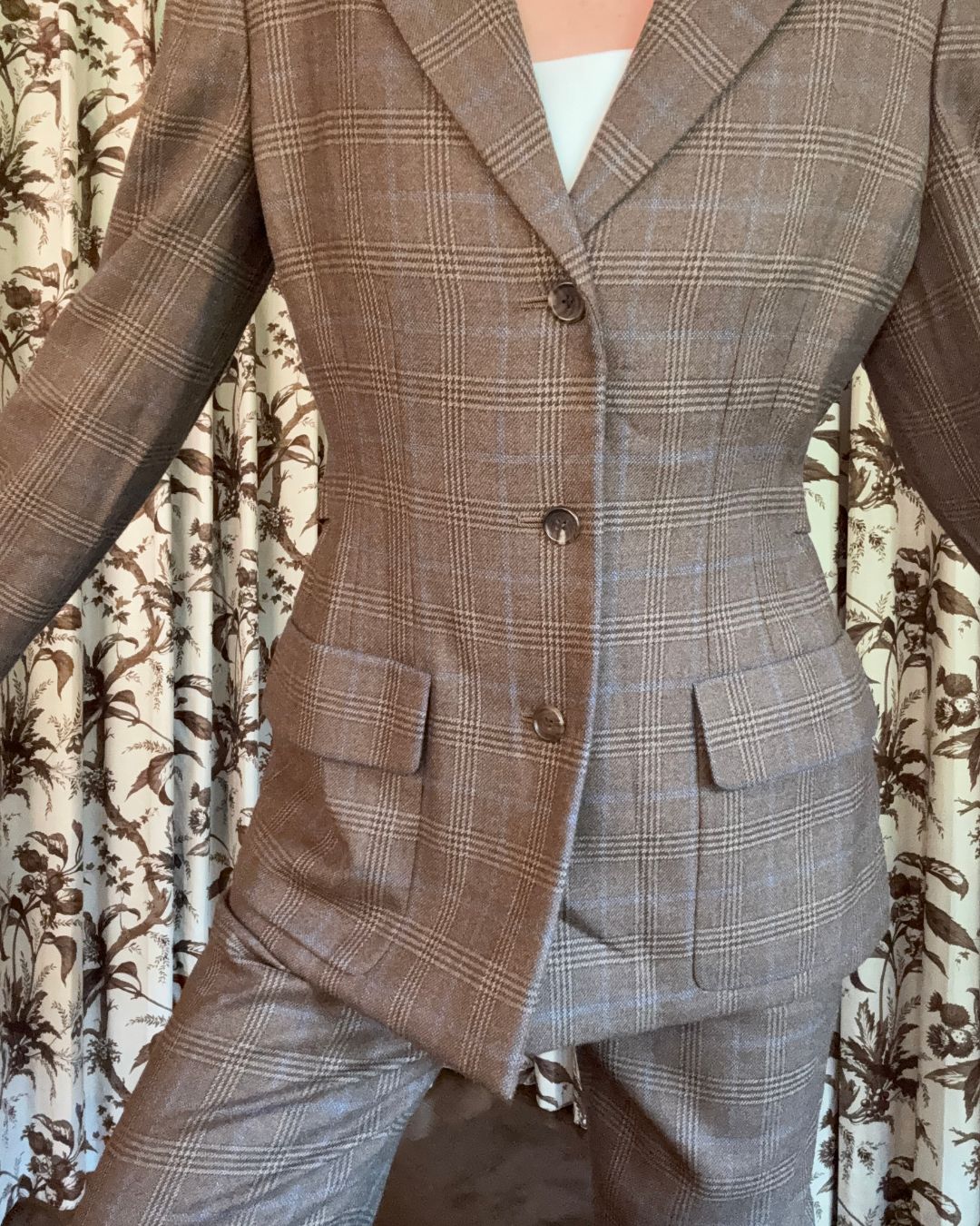 1970s/80s Bill Blass Brown Plaid Suit Set
