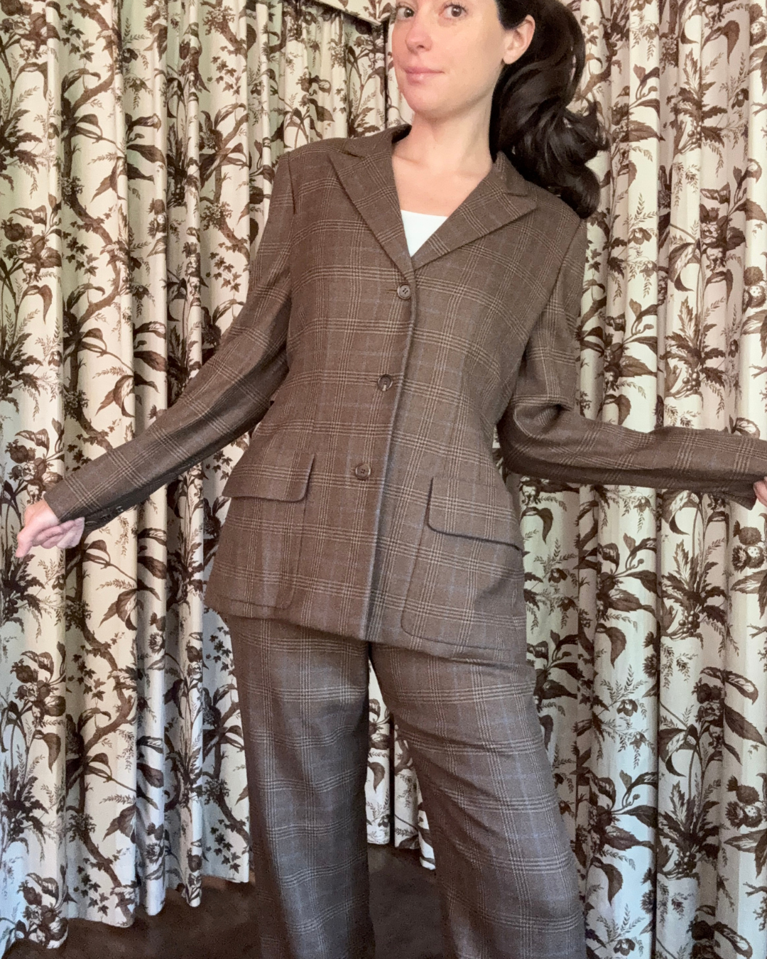 1970s/80s Bill Blass Brown Plaid Suit Set