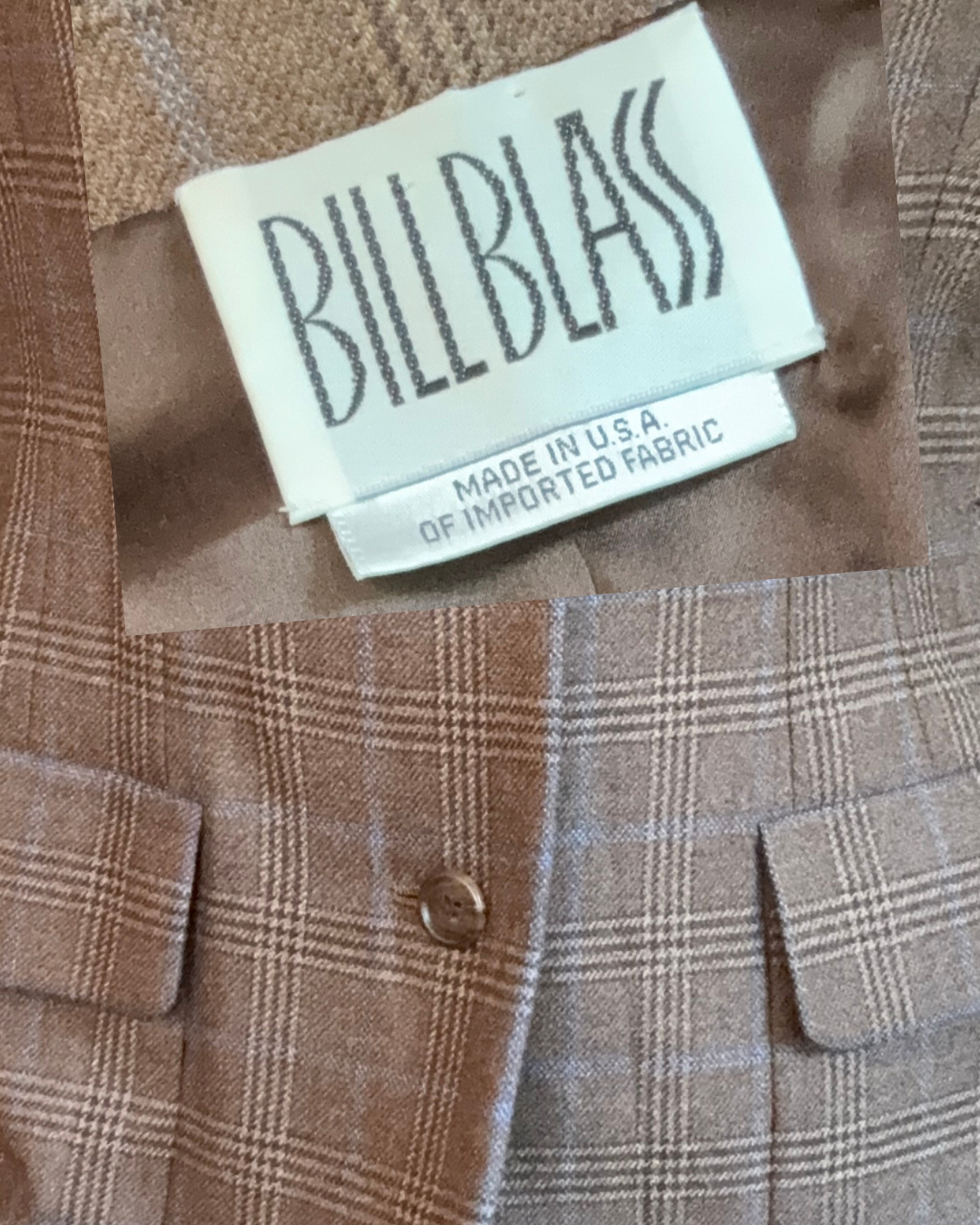1970s/80s Bill Blass Brown Plaid Suit Set