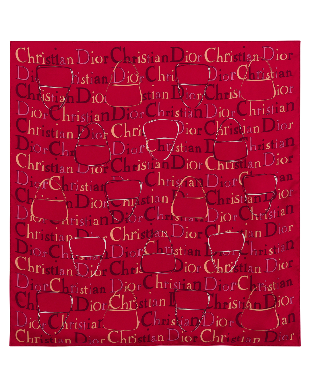 2000s Christian Dior Red Logo Scarf Silk Scarf
