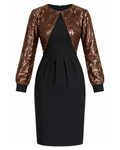 1980s Geoffrey Beene Black and Brown Sequin Mini Dress