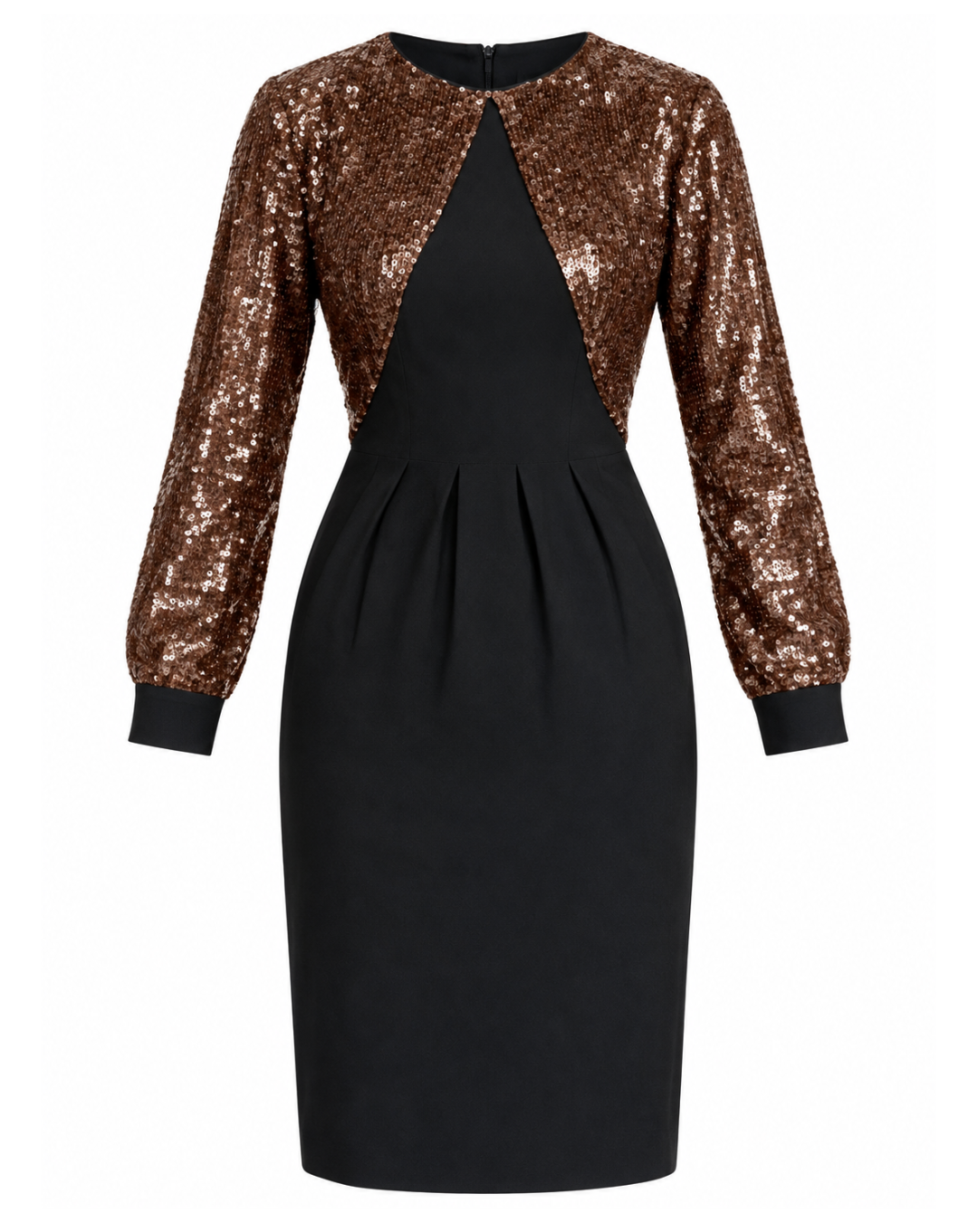 1980s Geoffrey Beene Black and Brown Sequin Mini Dress