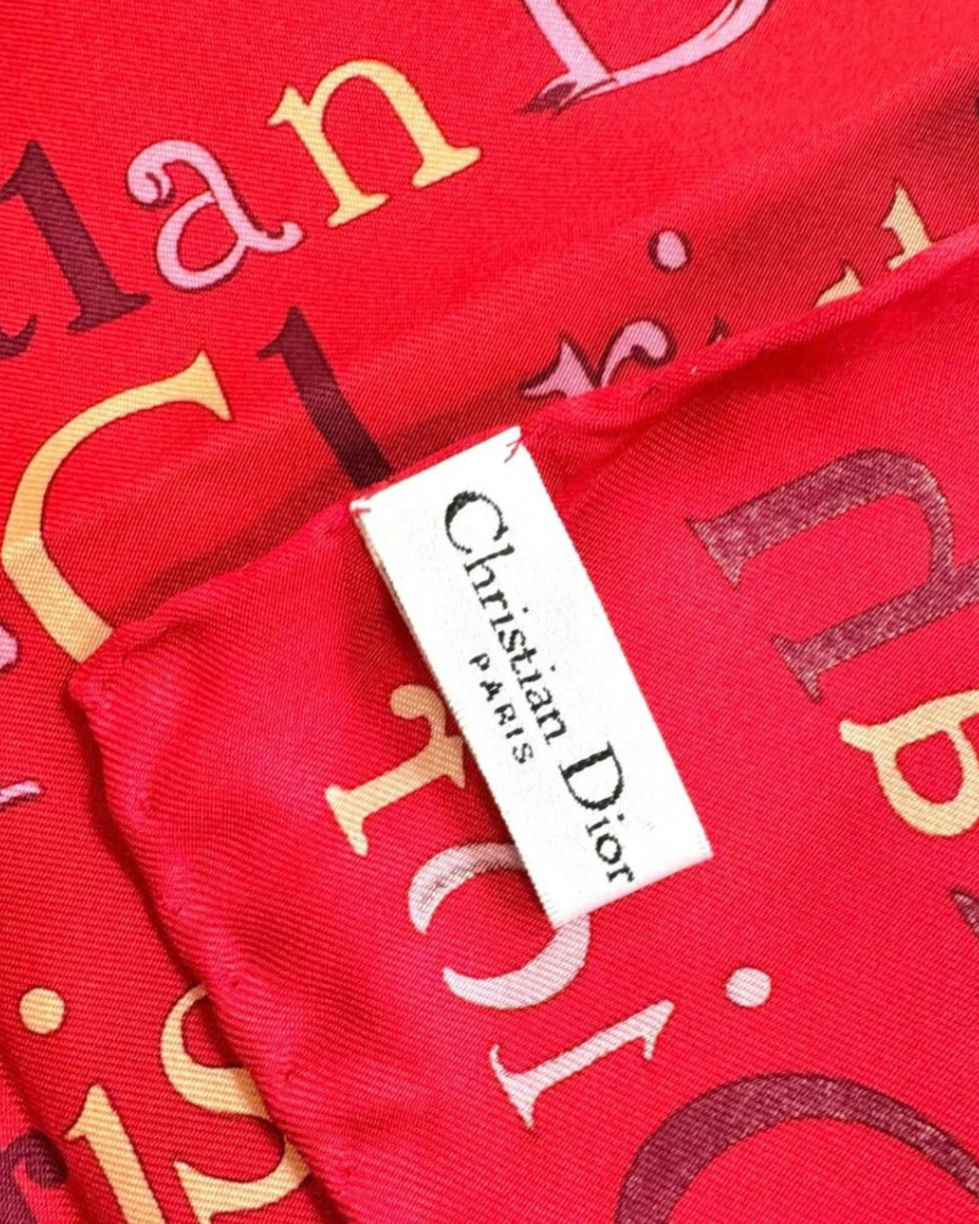2000s Christian Dior Red Logo Scarf Silk Scarf