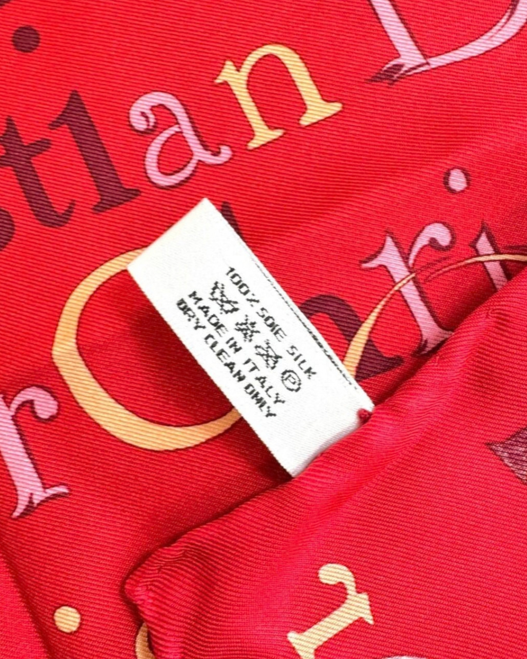2000s Christian Dior Red Logo Scarf Silk Scarf