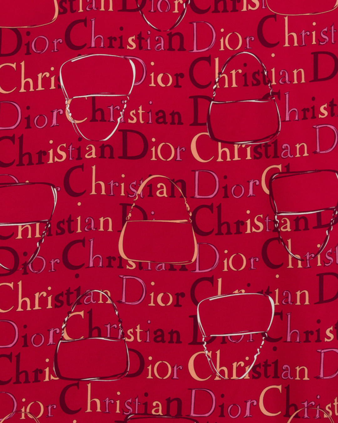 2000s Christian Dior Red Logo Scarf Silk Scarf