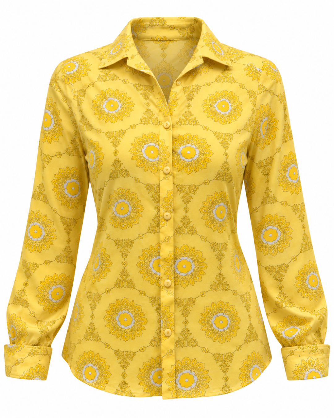 1970s Emilio Pucci Yellow Floral Button Down Top
