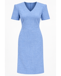 1980s Miss O by Oscar De La Renta Light Blue Linen Midi Dress
