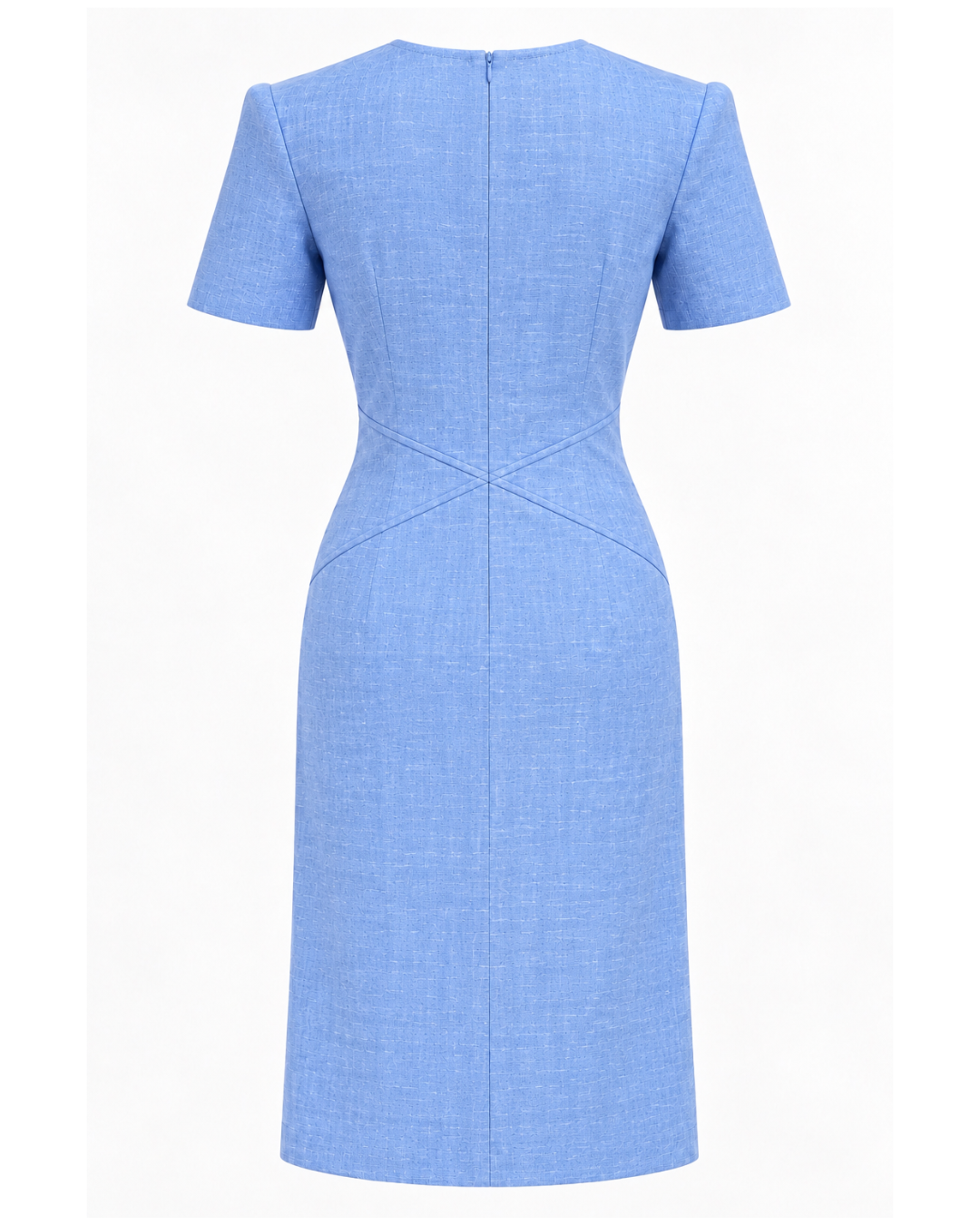 1980s Miss O by Oscar De La Renta Light Blue Linen Midi Dress