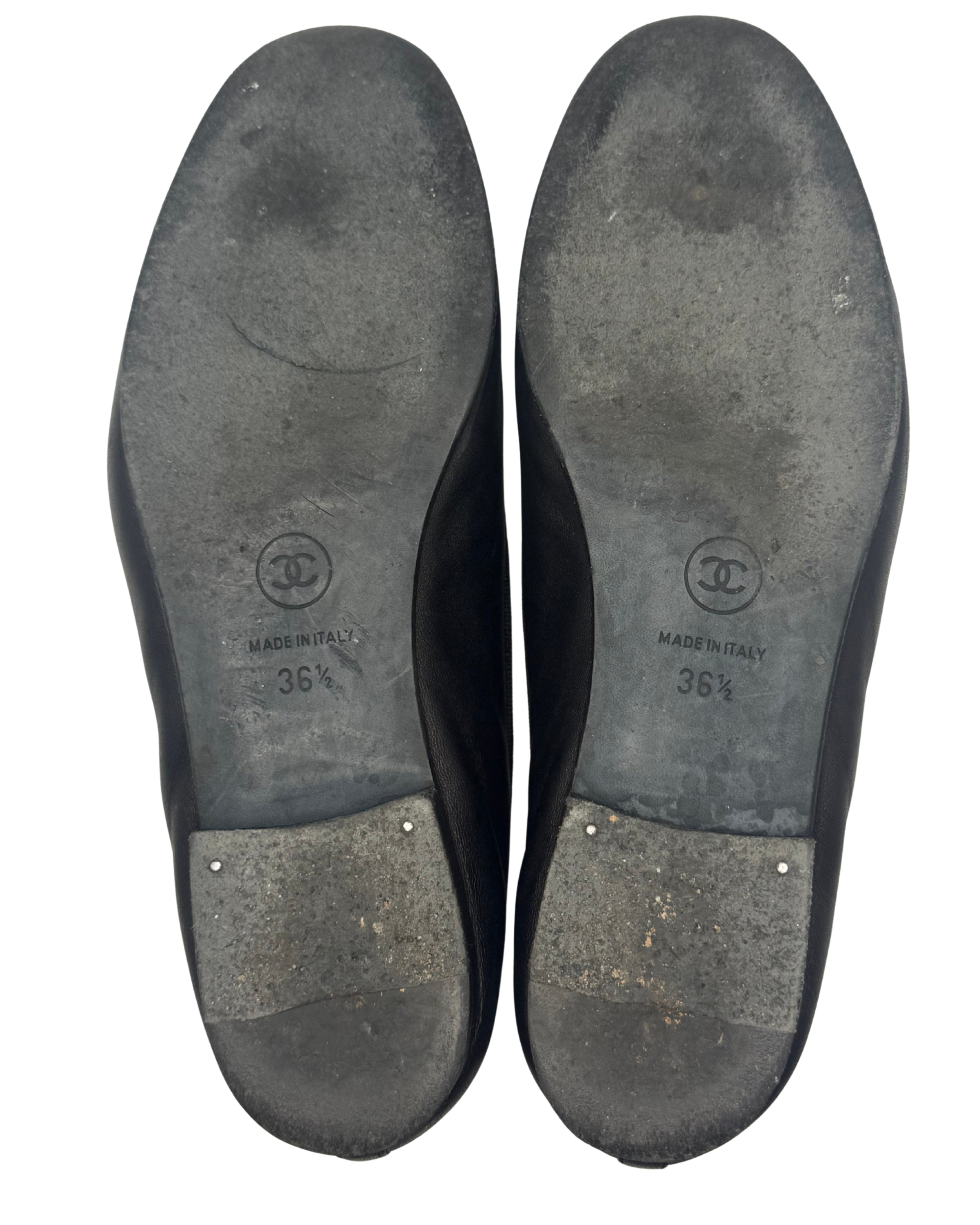 2010 Chanel Navy and Black Ballet Flats
