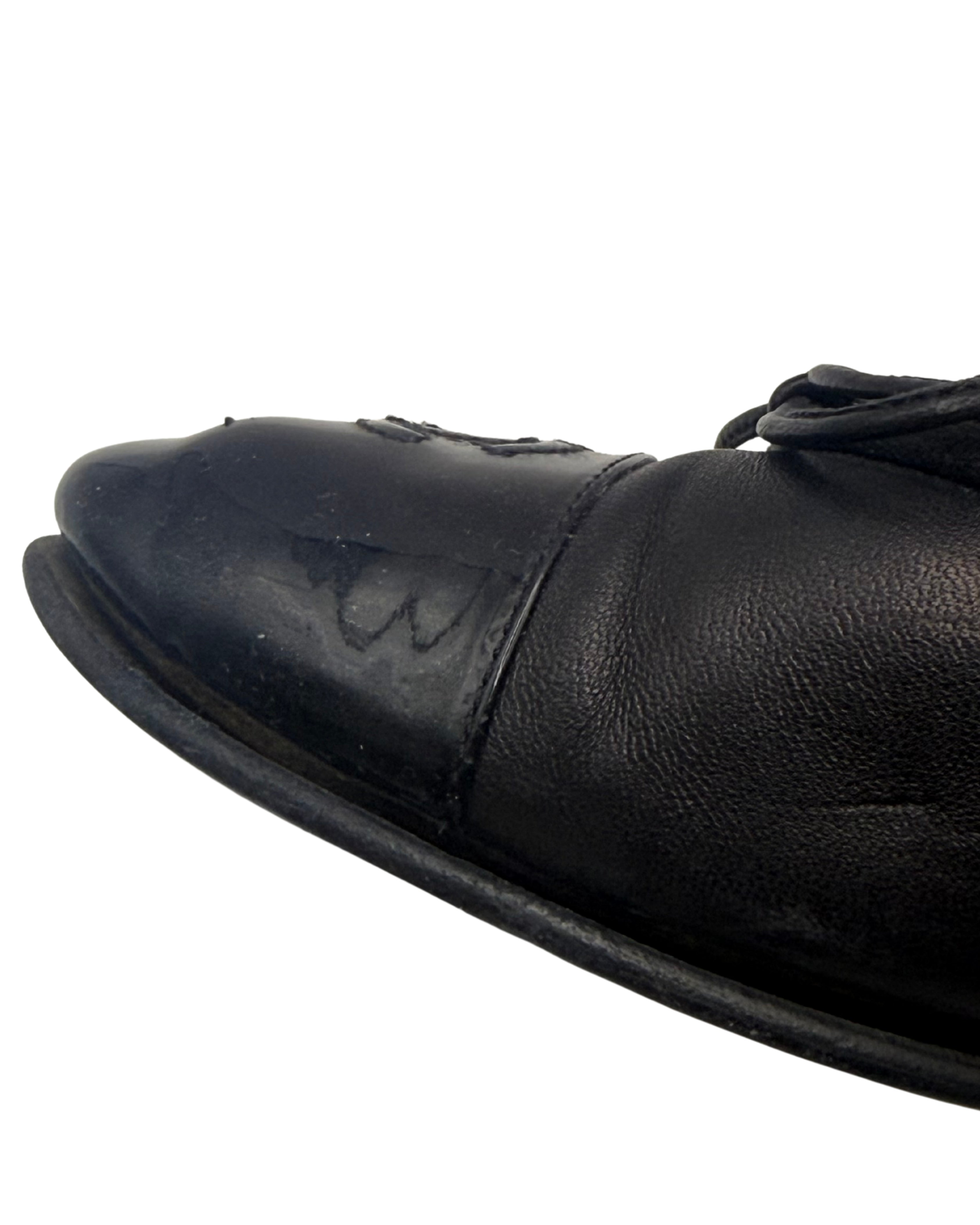 2010 Chanel Navy and Black Ballet Flats