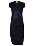1980s/1990s Gianni Versace Black and Navy Linen Dress