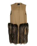 2010s Barneys New York Sleeveless Coat With Silver Fox Trim