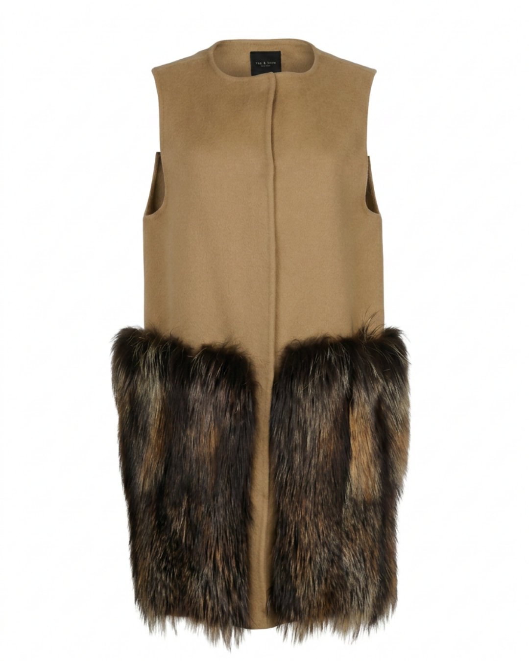 2010s Barneys New York Sleeveless Coat With Silver Fox Trim