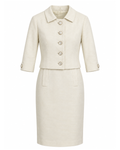 1960s Bergdorf Goodman Whiten Linen Dress and Jacket Set
